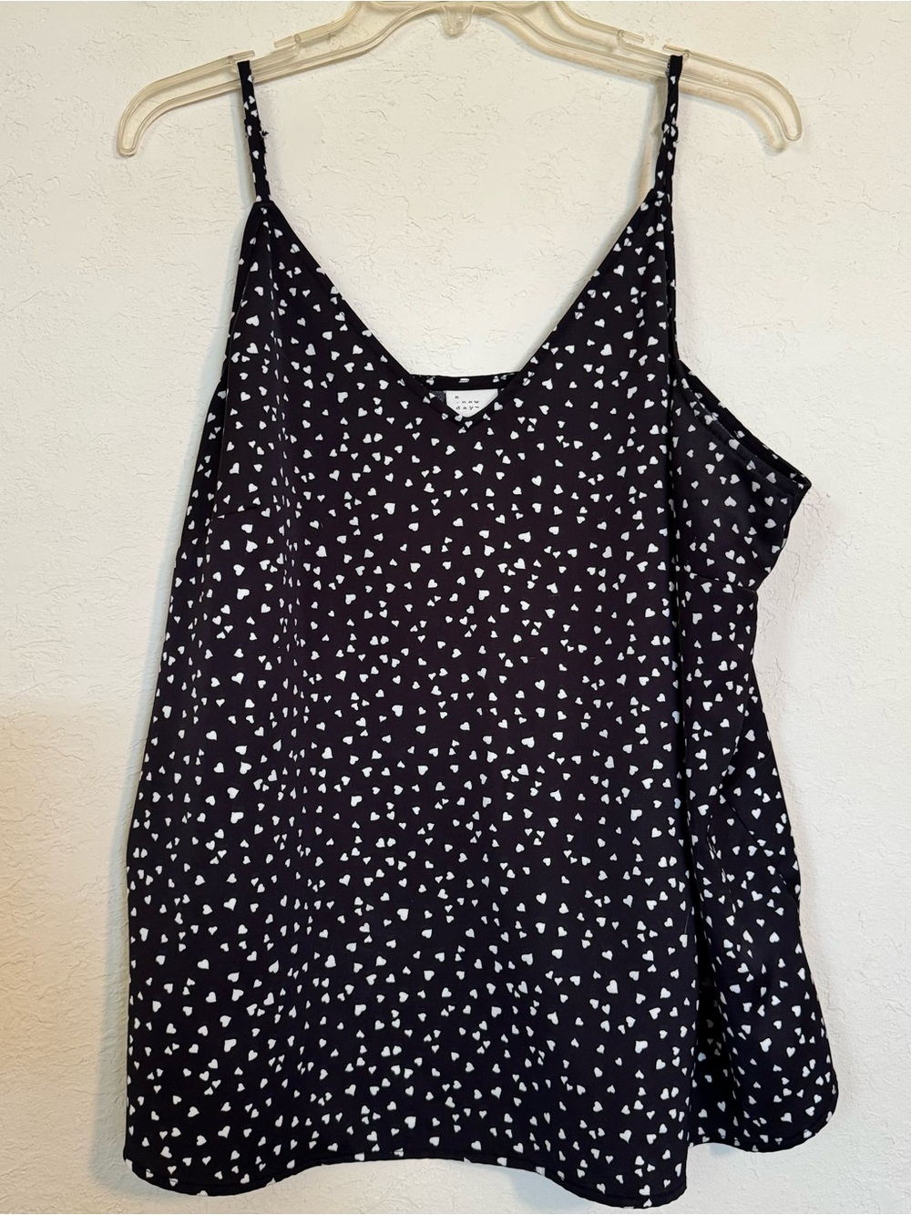 a new day Black Cami with White Heart Print